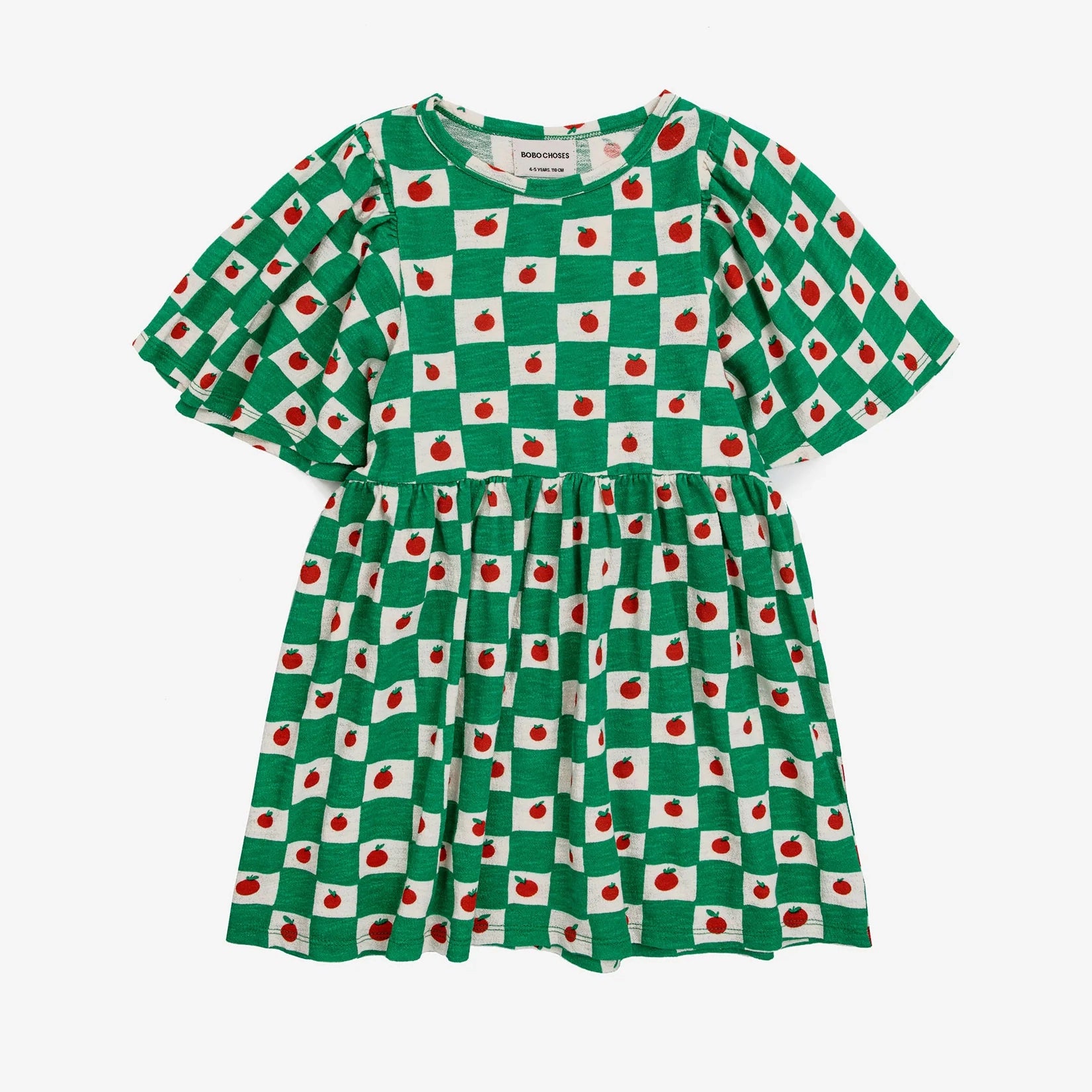 TOMATO ALL OVER RUFFLE SLEEVES DRESS
