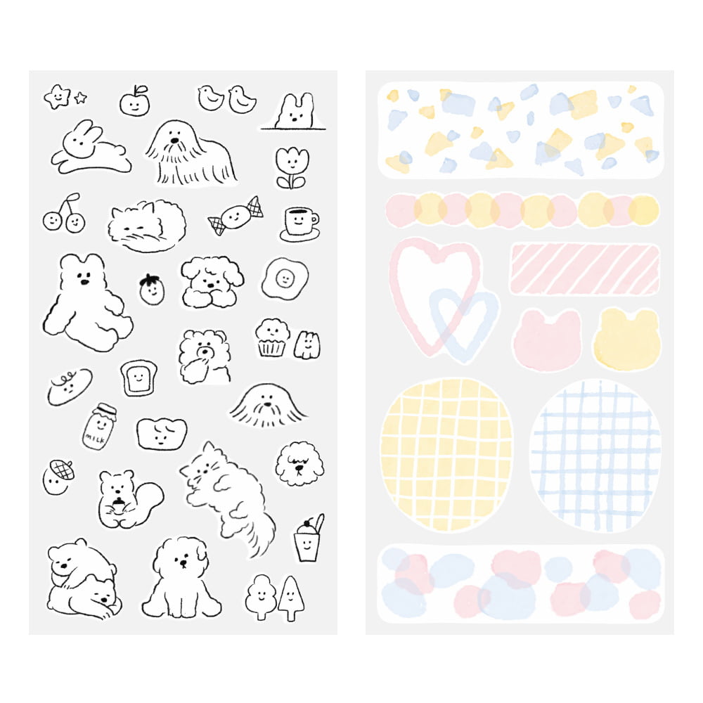 Sticker Two Sheets Cute Motif