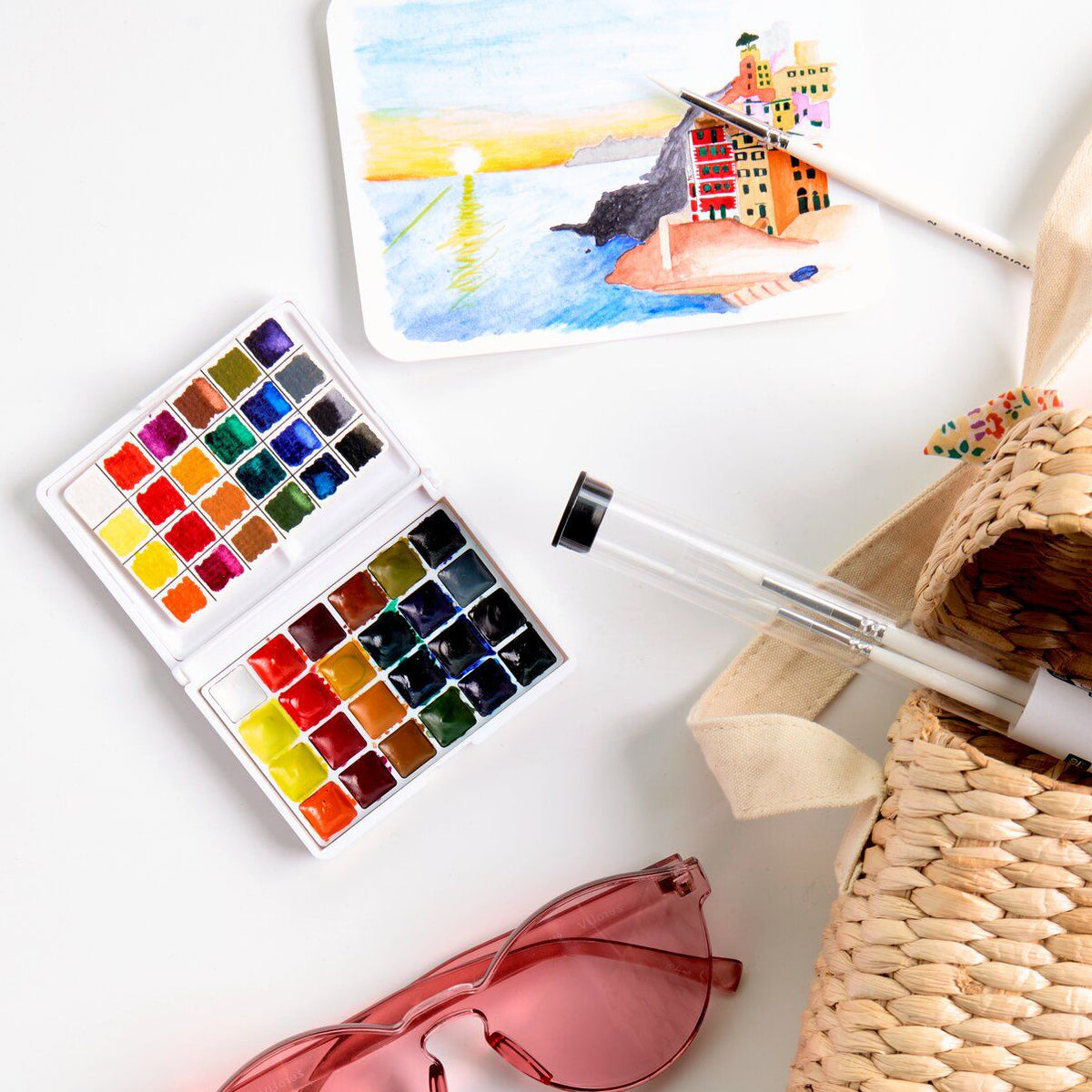 Mini Watercolor Set – Classic 24 Colors