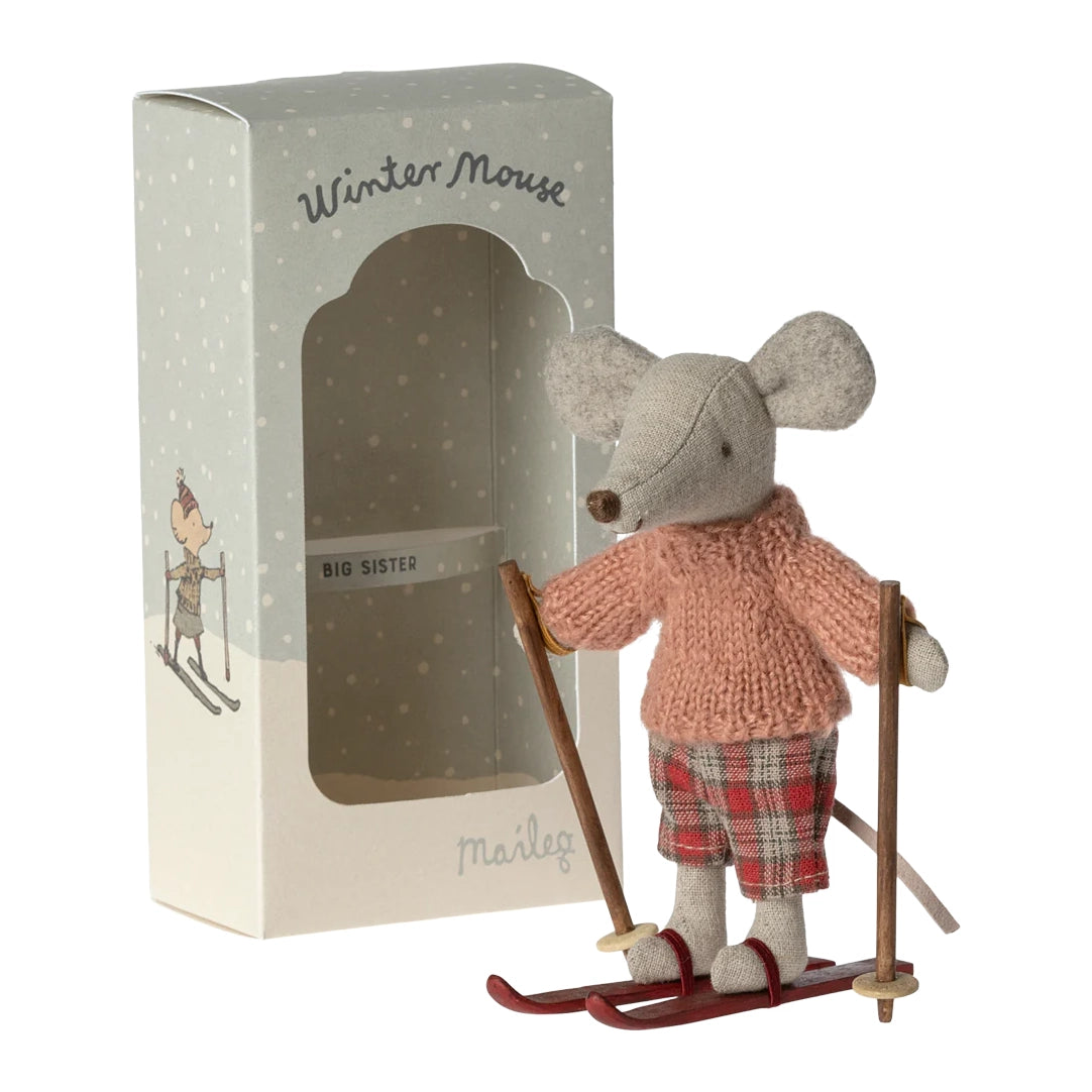 Winter mouse with ski set, Big sister