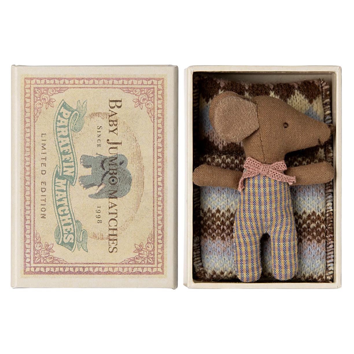 Sleepy wakey baby mouse in matchbox - Rose