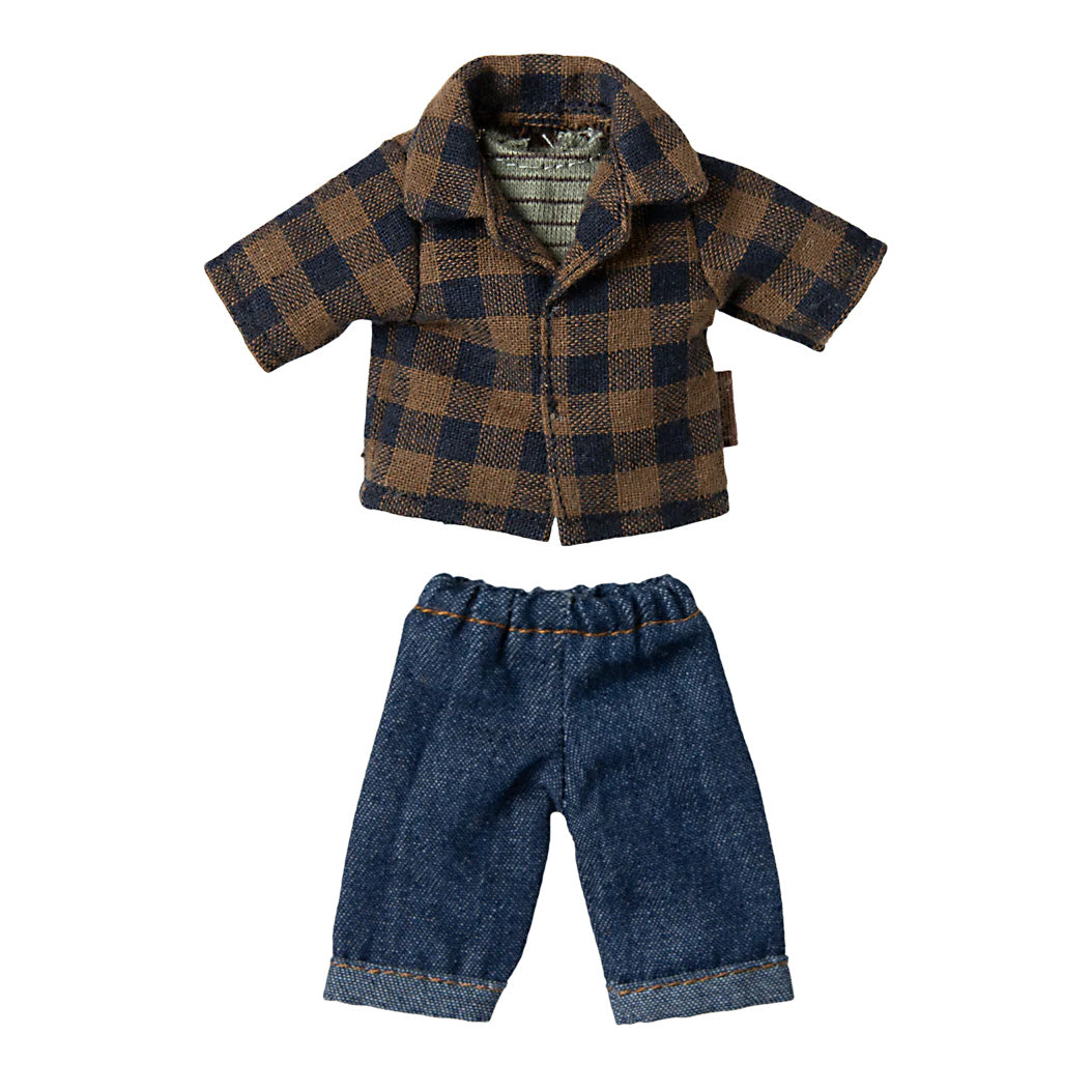 Brown checked shirt and pants, Dad mouse