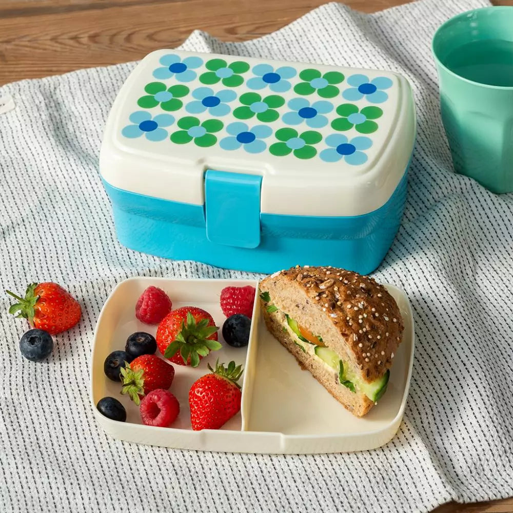 Lunch box - Blue and green Daisy