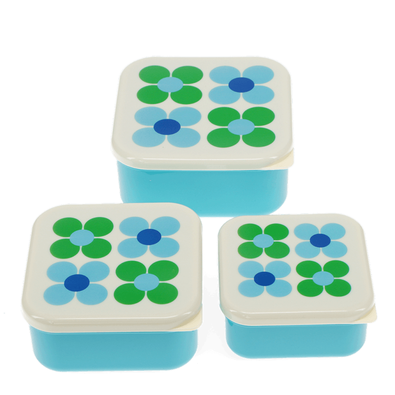 Snack boxes (set of 3) - Blue and Green Daisy