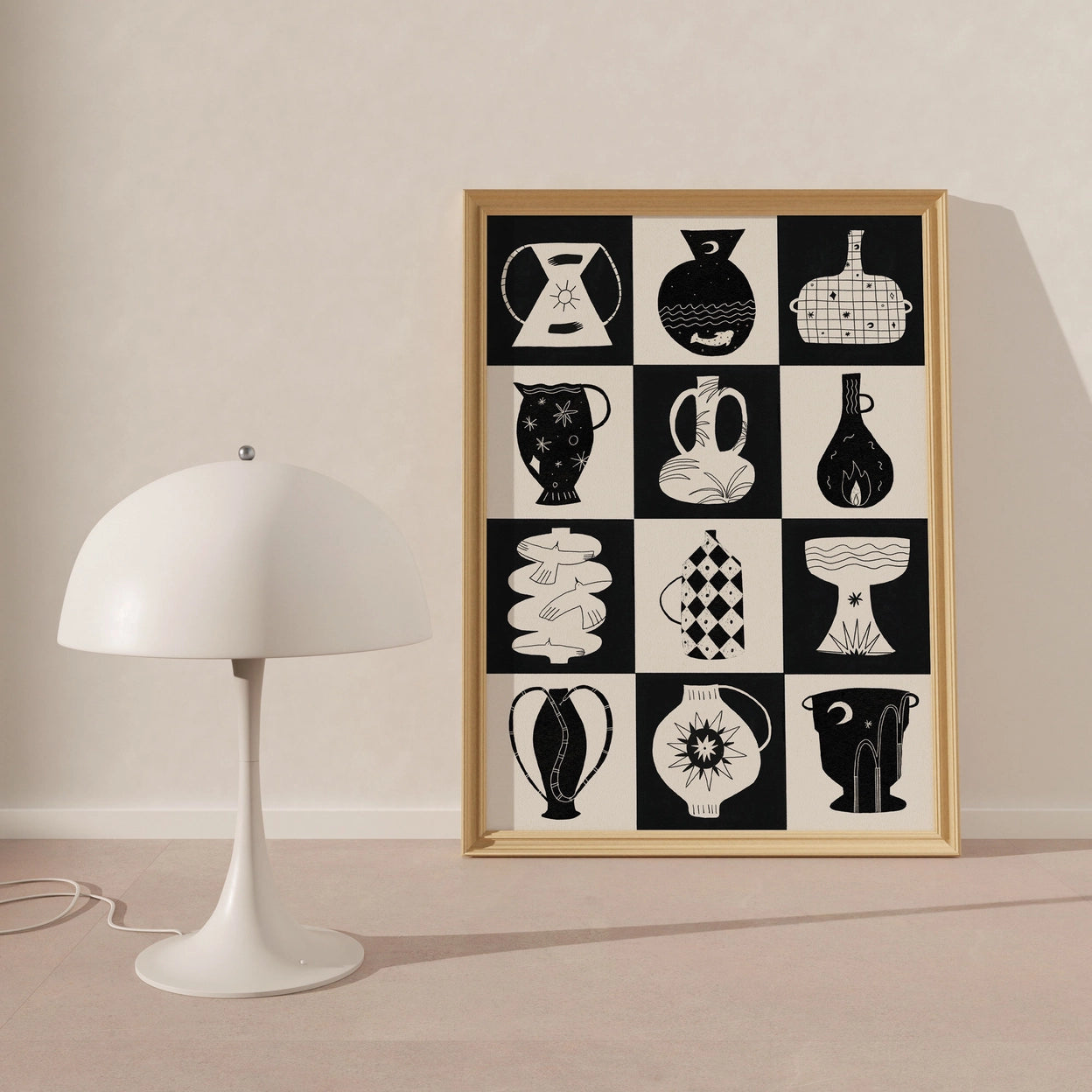 Black and White Pots Art Print | A3