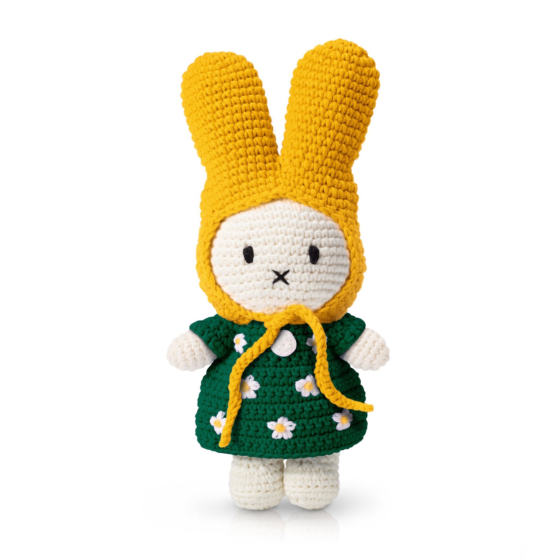 Handmade Miffy - Green flower dress and yellow hat