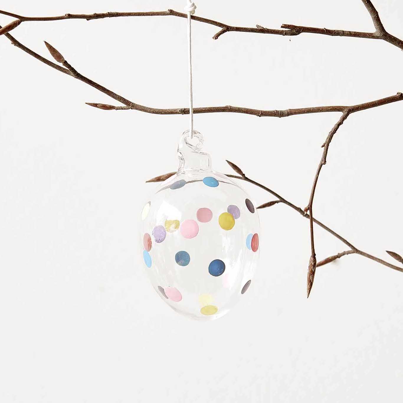 Glass egg dots hand-painted Ø 6cm