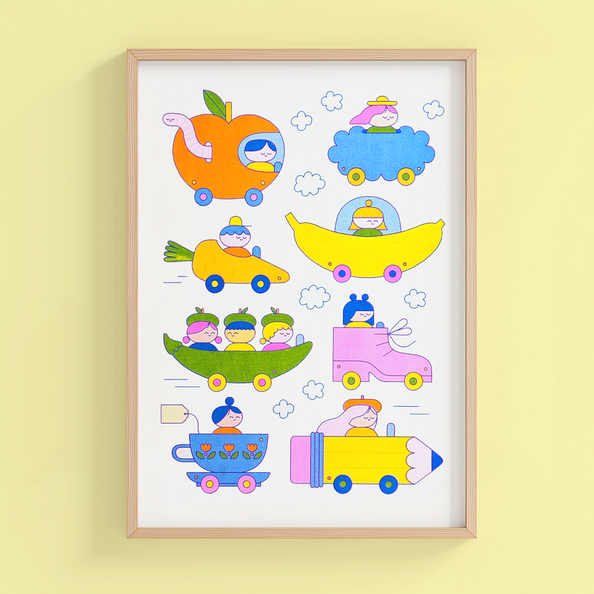 Silly cars Risographie-Druck (A3)
