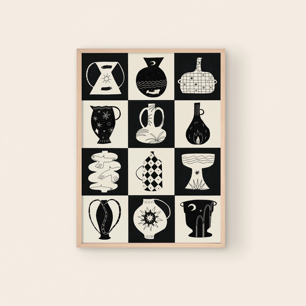 Black and White Pots Art Print | A3