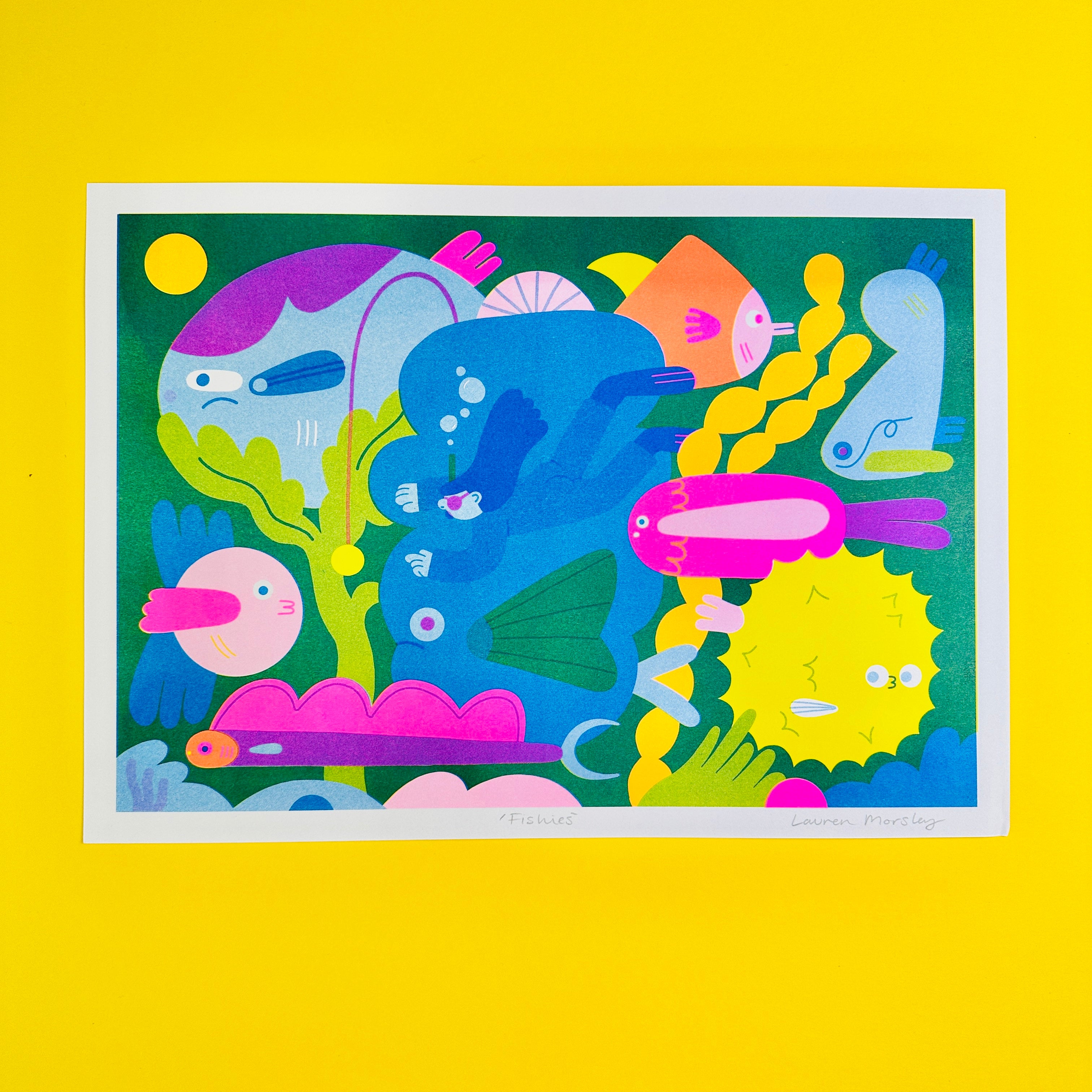 Fishies A3 Risograph Print