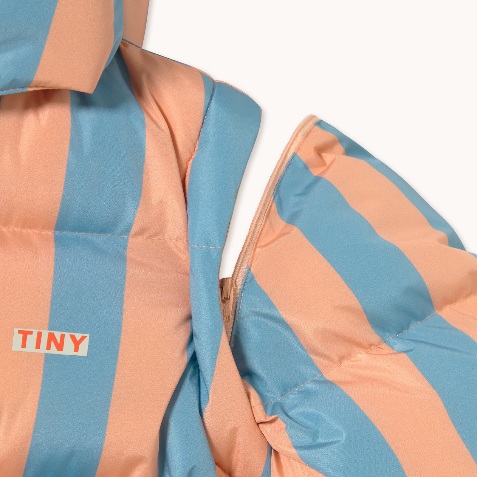 NUDE-BLUE STRIPES PADDED JACKET
