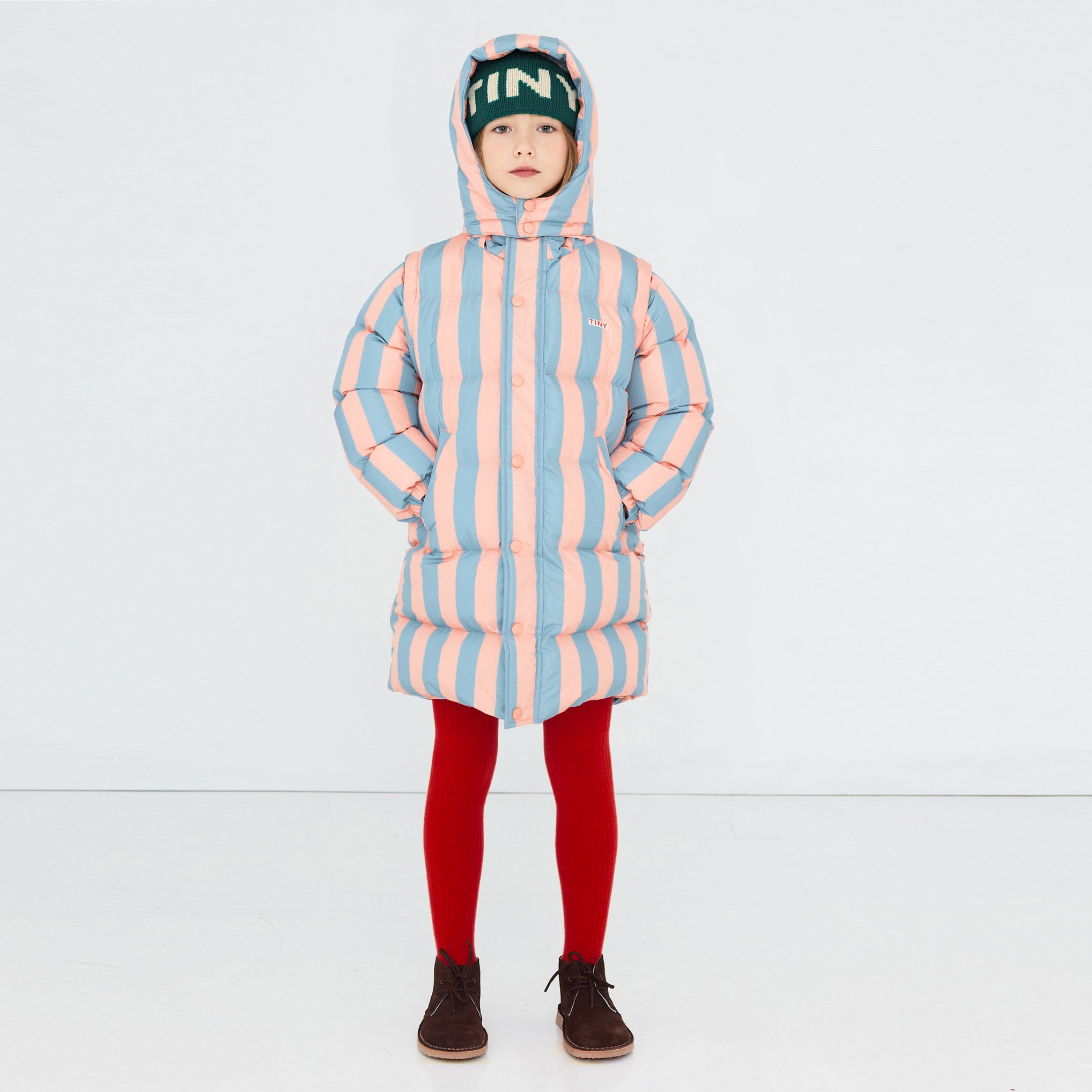 NUDE-BLUE STRIPES PADDED JACKET