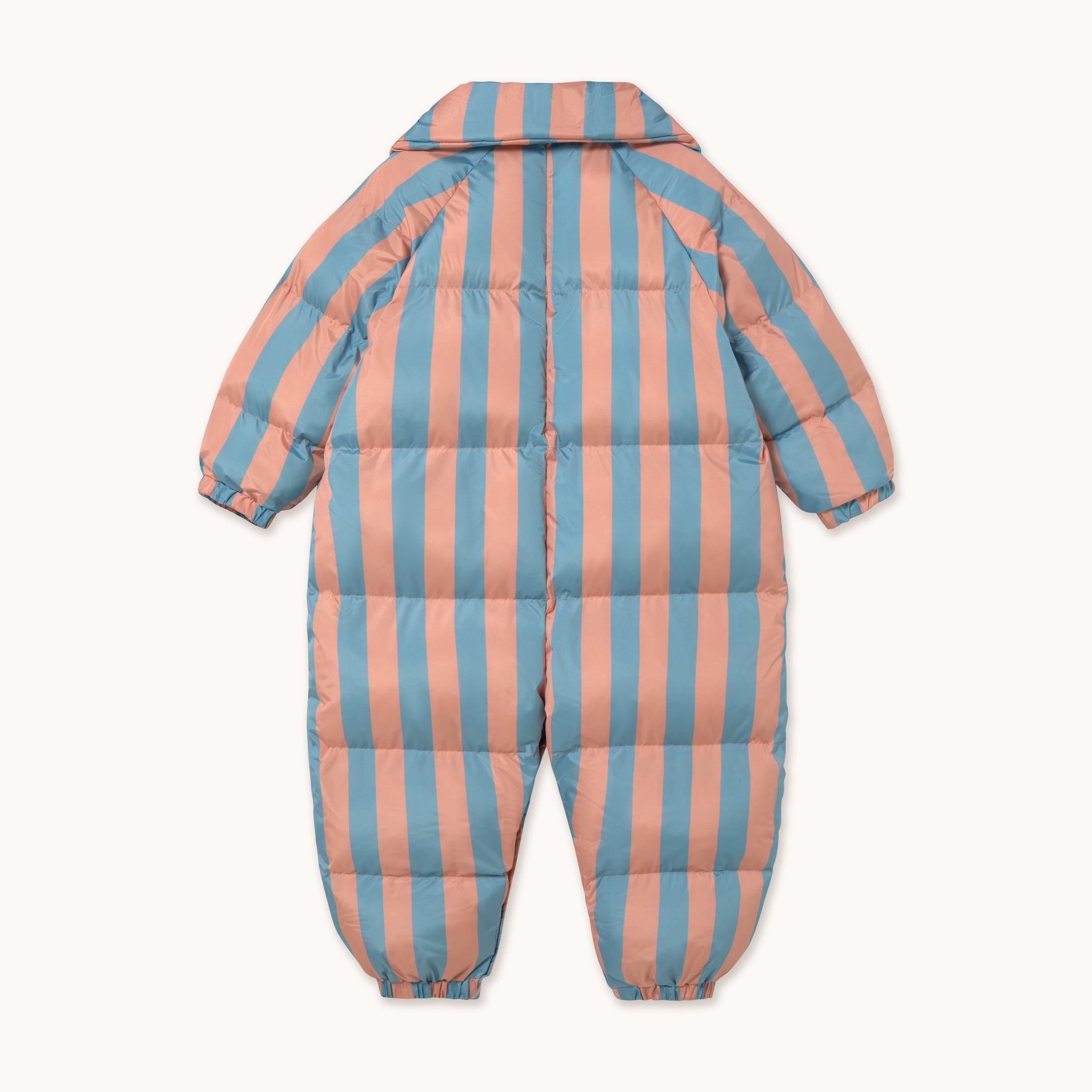 Nude-Blue Stripes Padded Overall