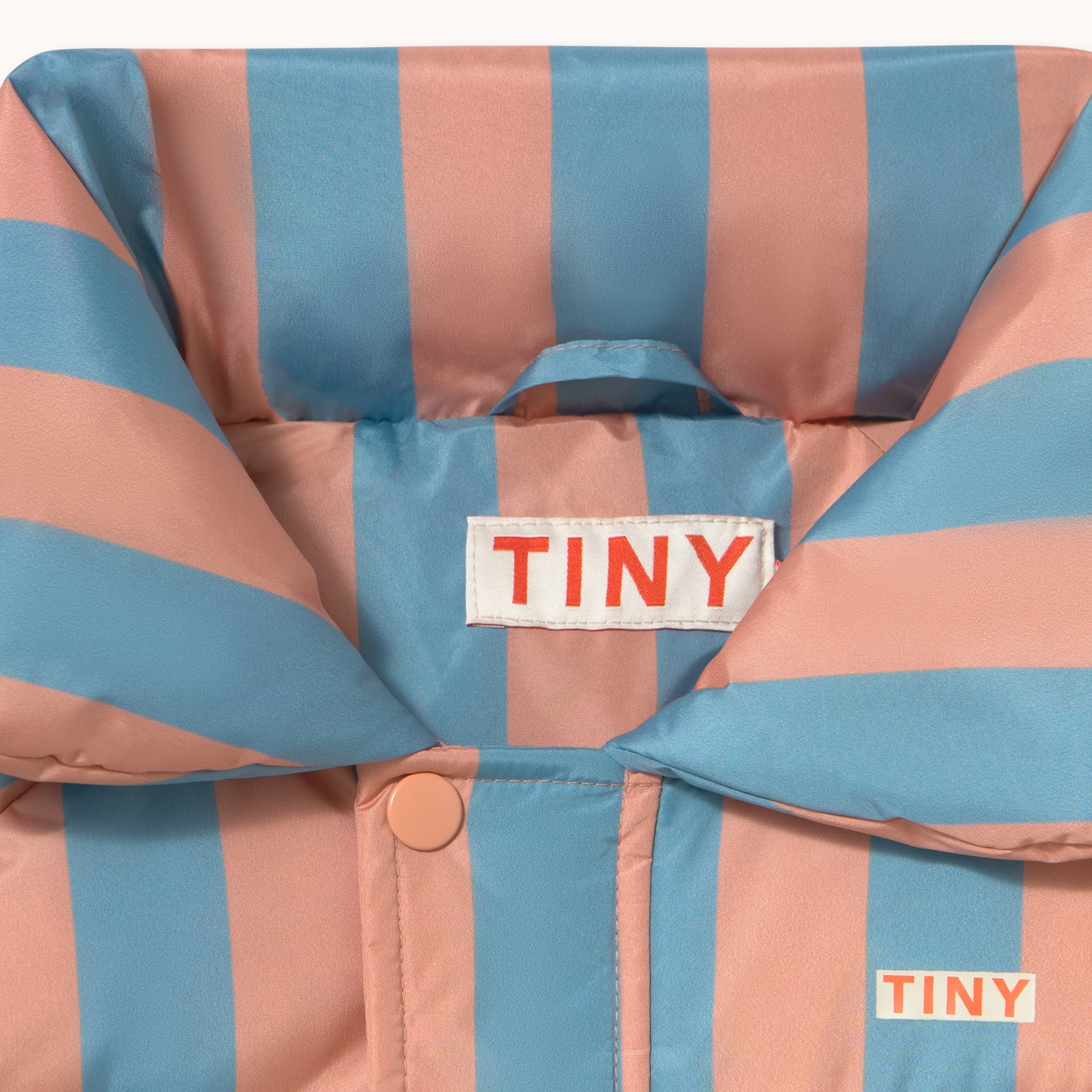 Nude-Blue Stripes Padded Overall