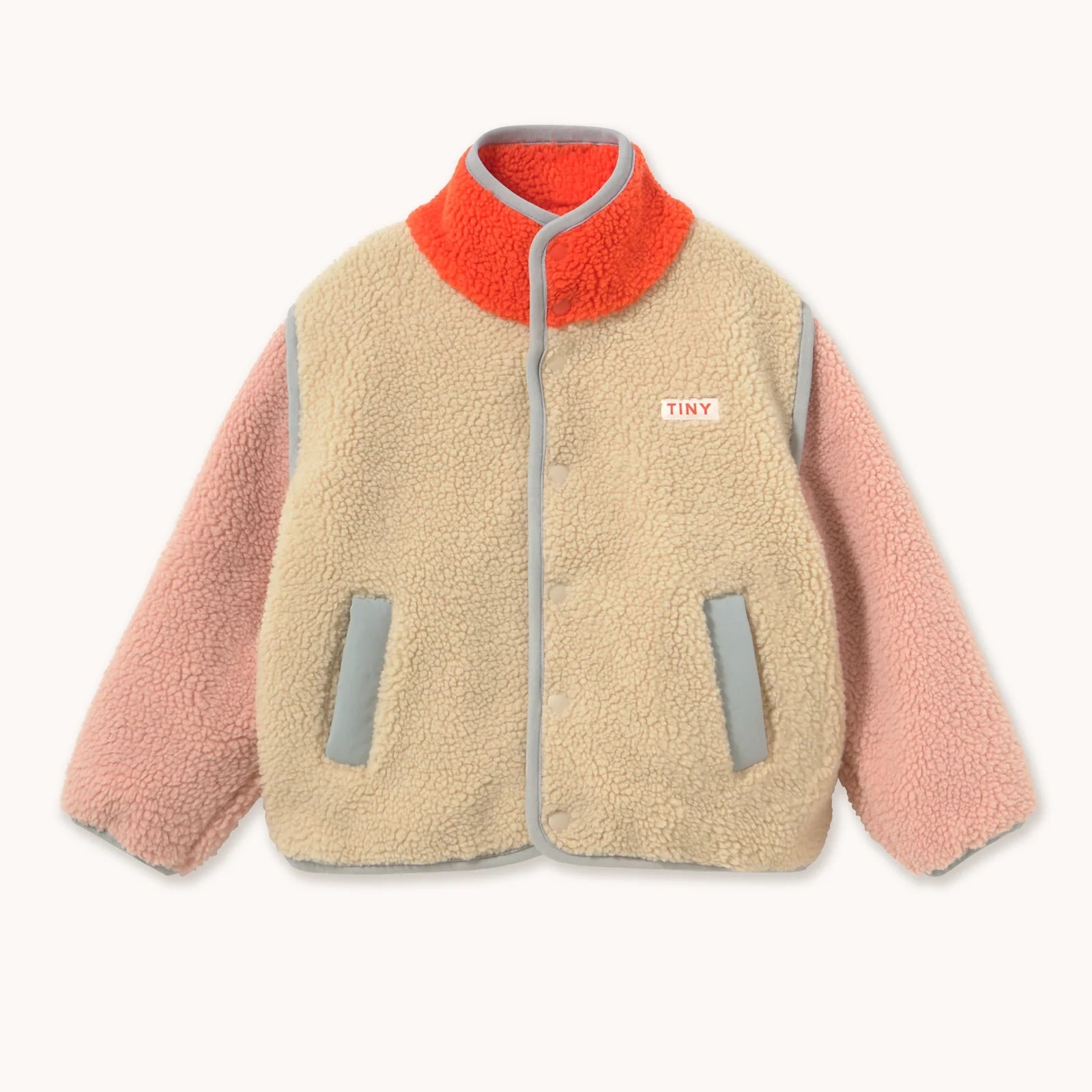 COLOR BLOCK SHERPA JACKET - Cream
