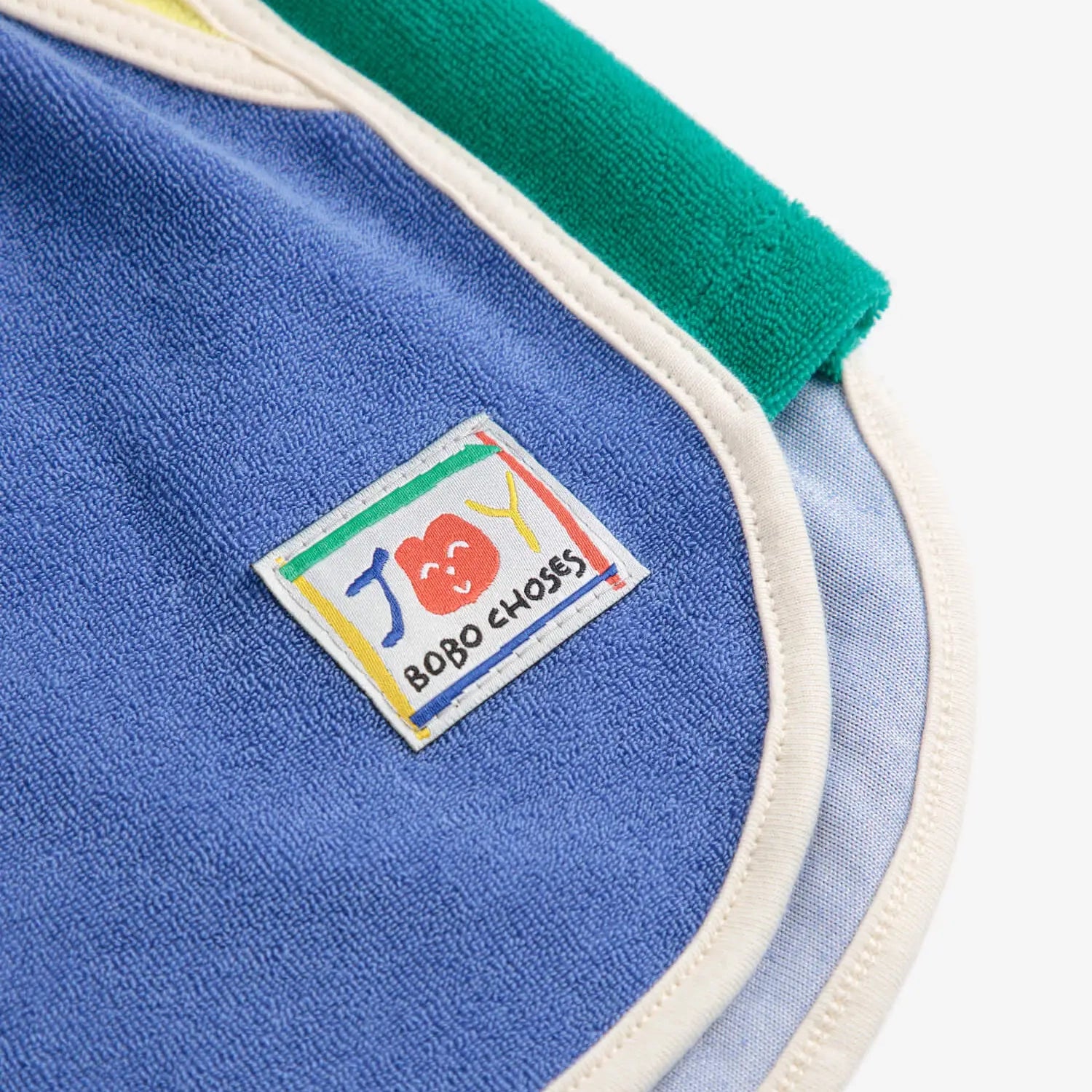 Smiling color block terry cloth shorts