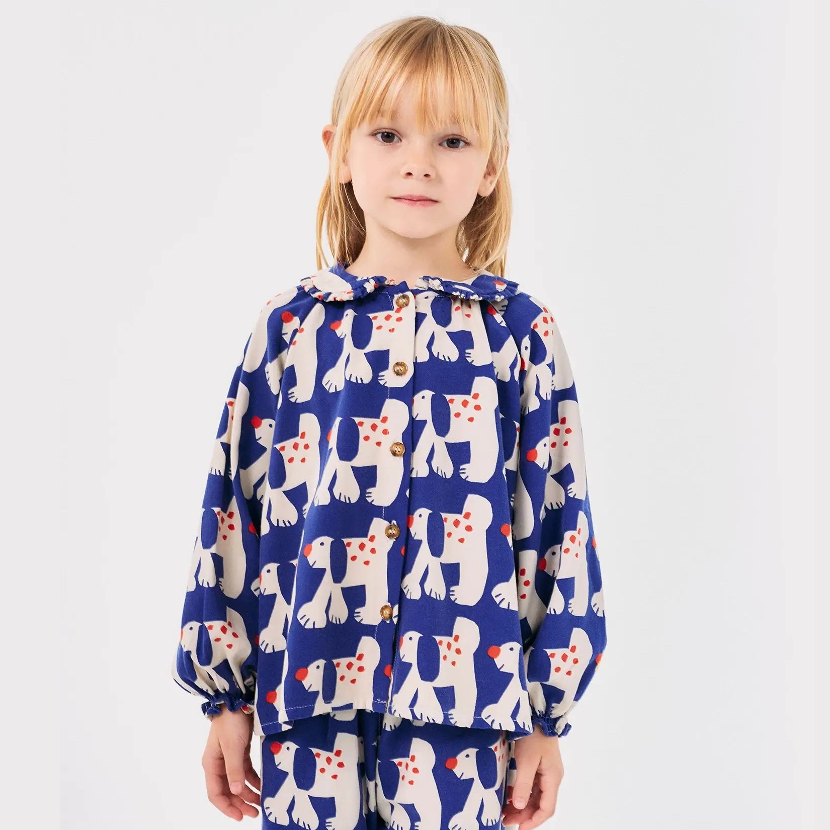 Fairy Dog all over ranglan sleeve woven blouse