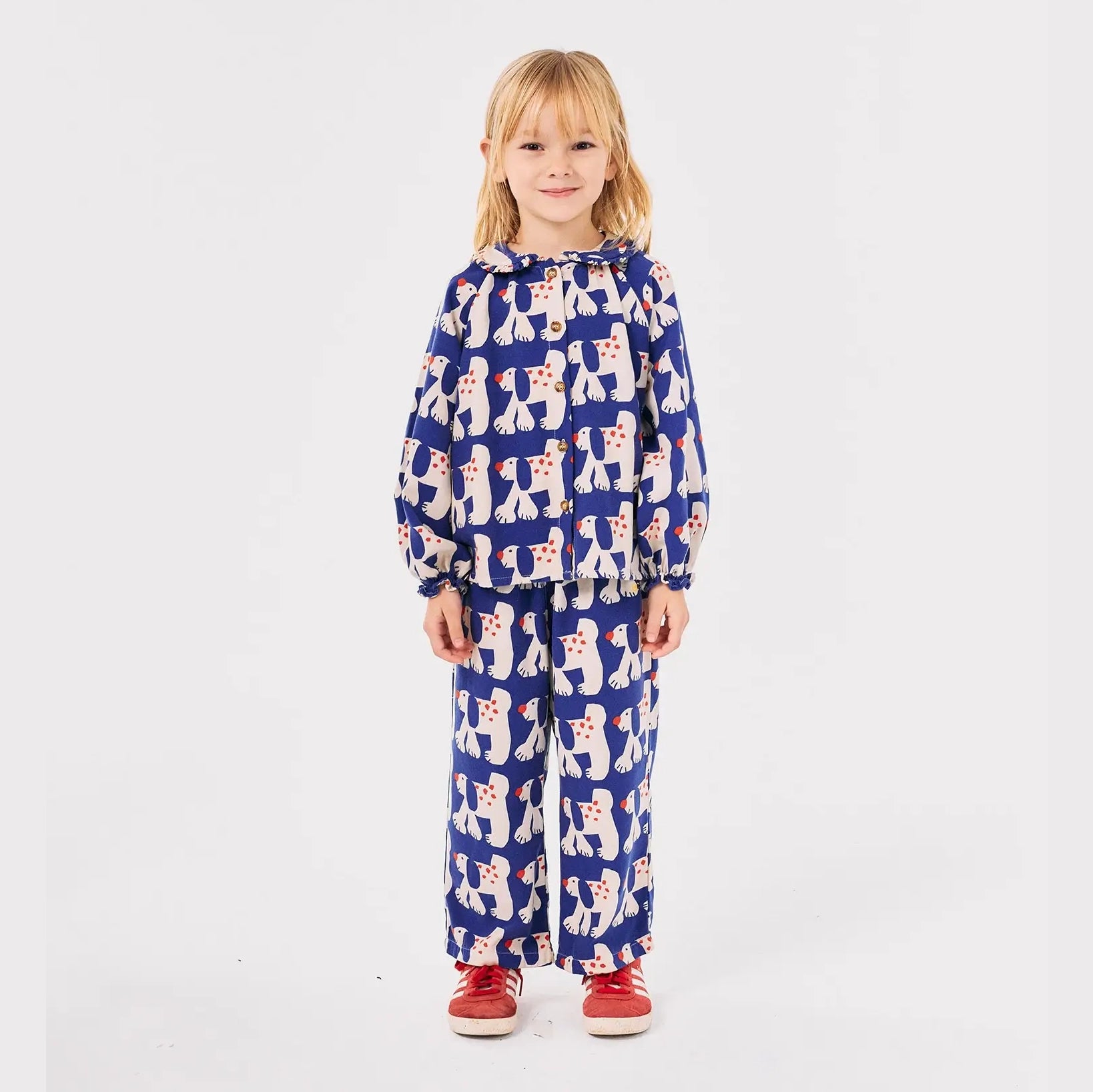 Fairy Dog all over ranglan sleeve woven blouse