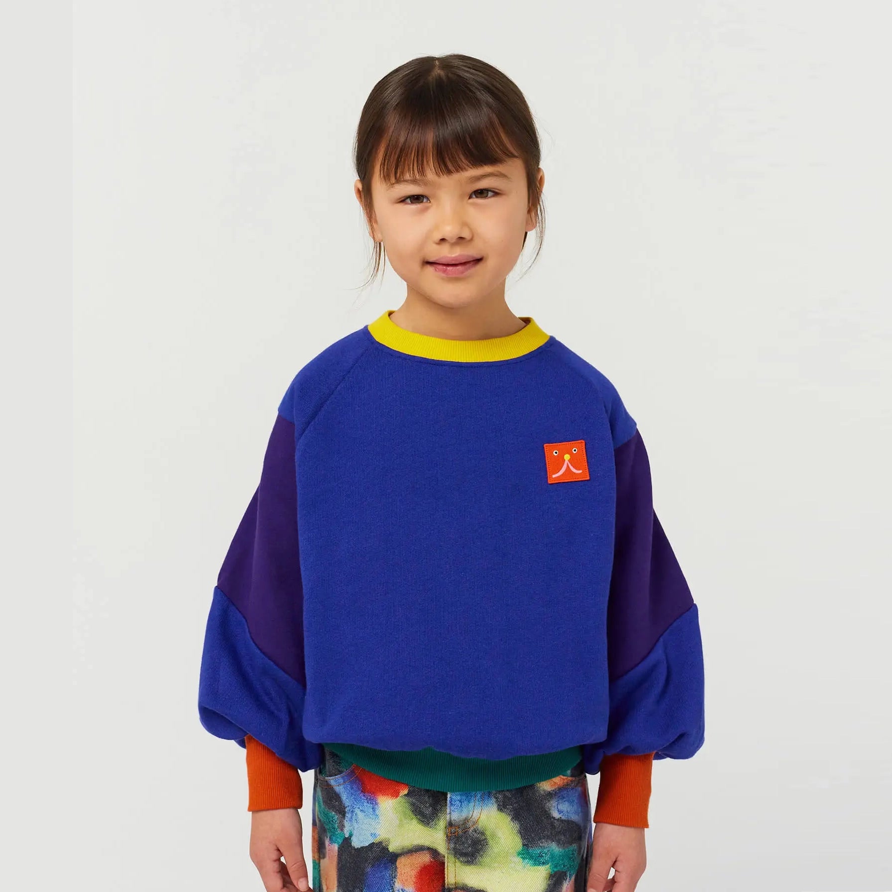Funny Face patch ranglan sleeve sweatshirt