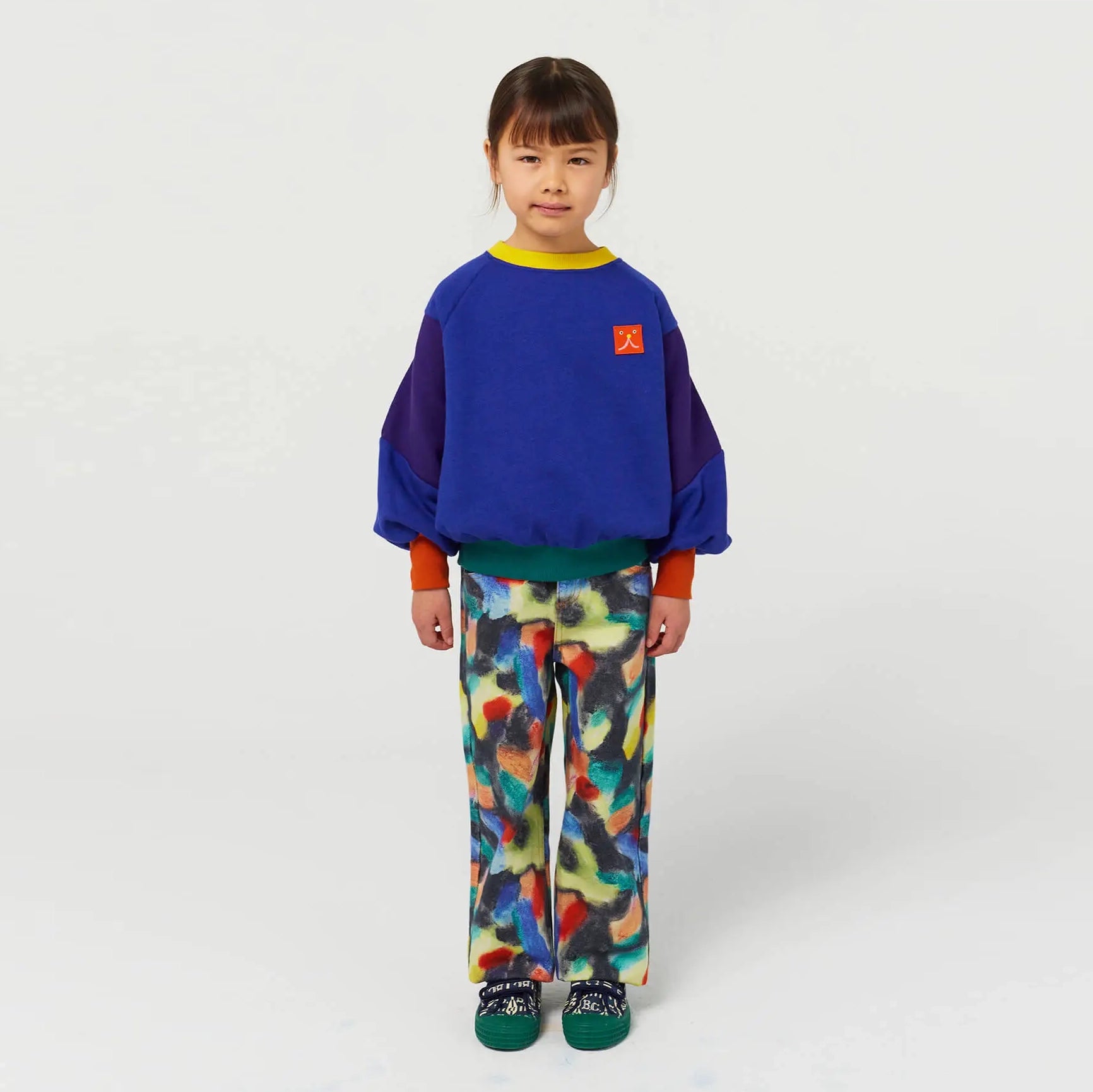 Funny Face patch ranglan sleeve sweatshirt