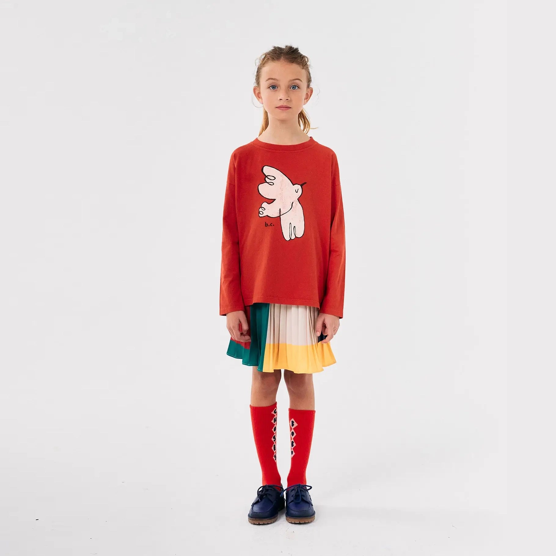 Color Block pleated woven skirt