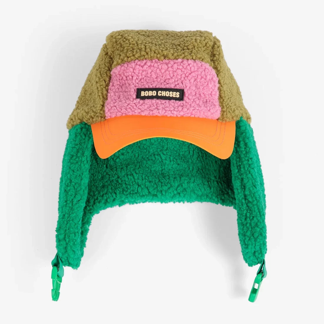 Bobo Choses color block sheepskin chapka - Pink