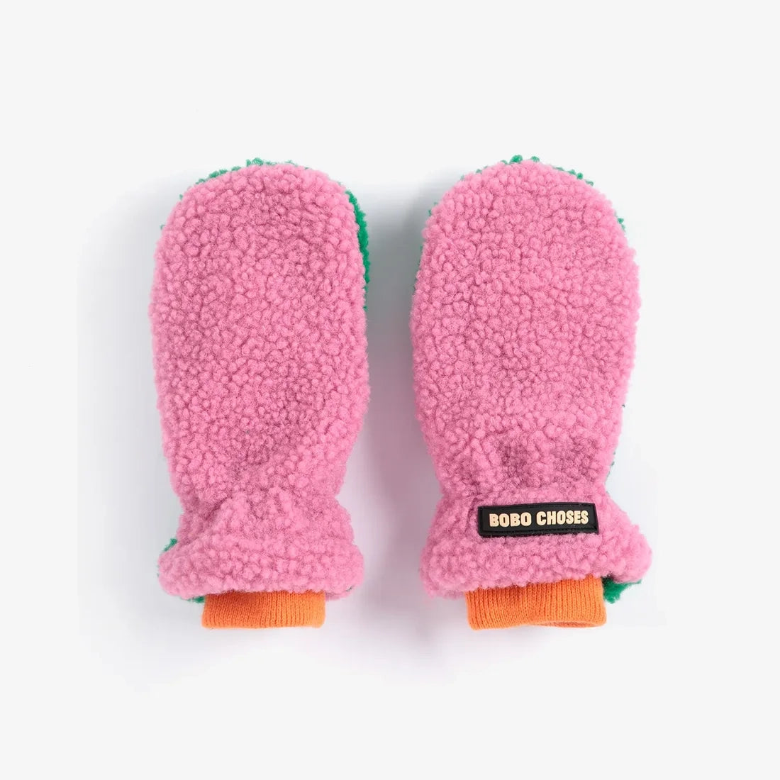 Color Block sheepskin mittens - Fuchsia