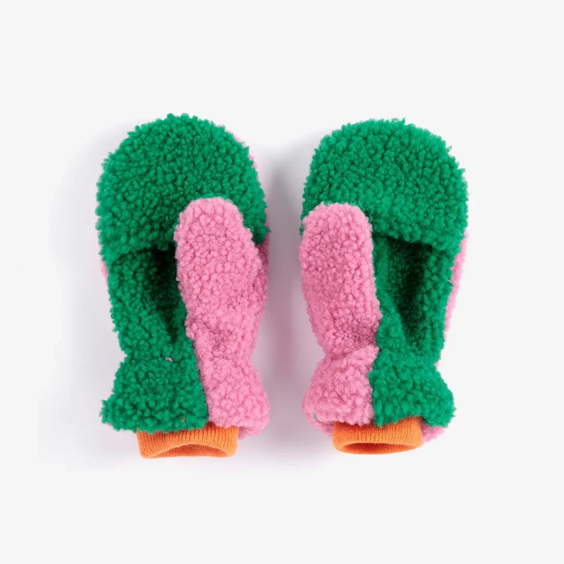 Color Block sheepskin mittens - Fuchsia
