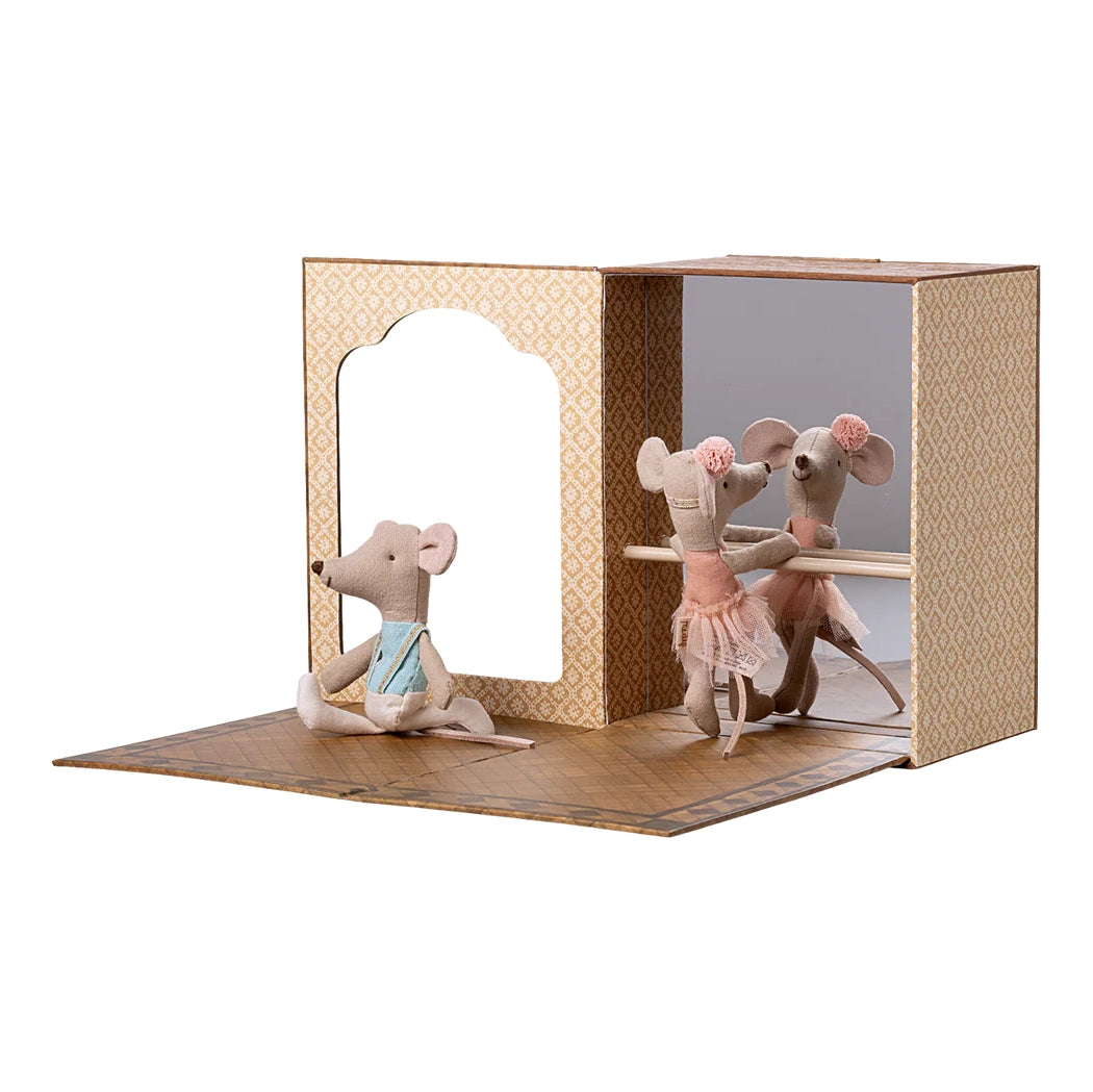 Ballet mice in dance studio, Little sister and brother