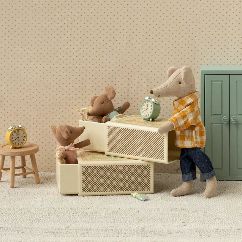 Sleepy wakey baby mouse in matchbox - Blue