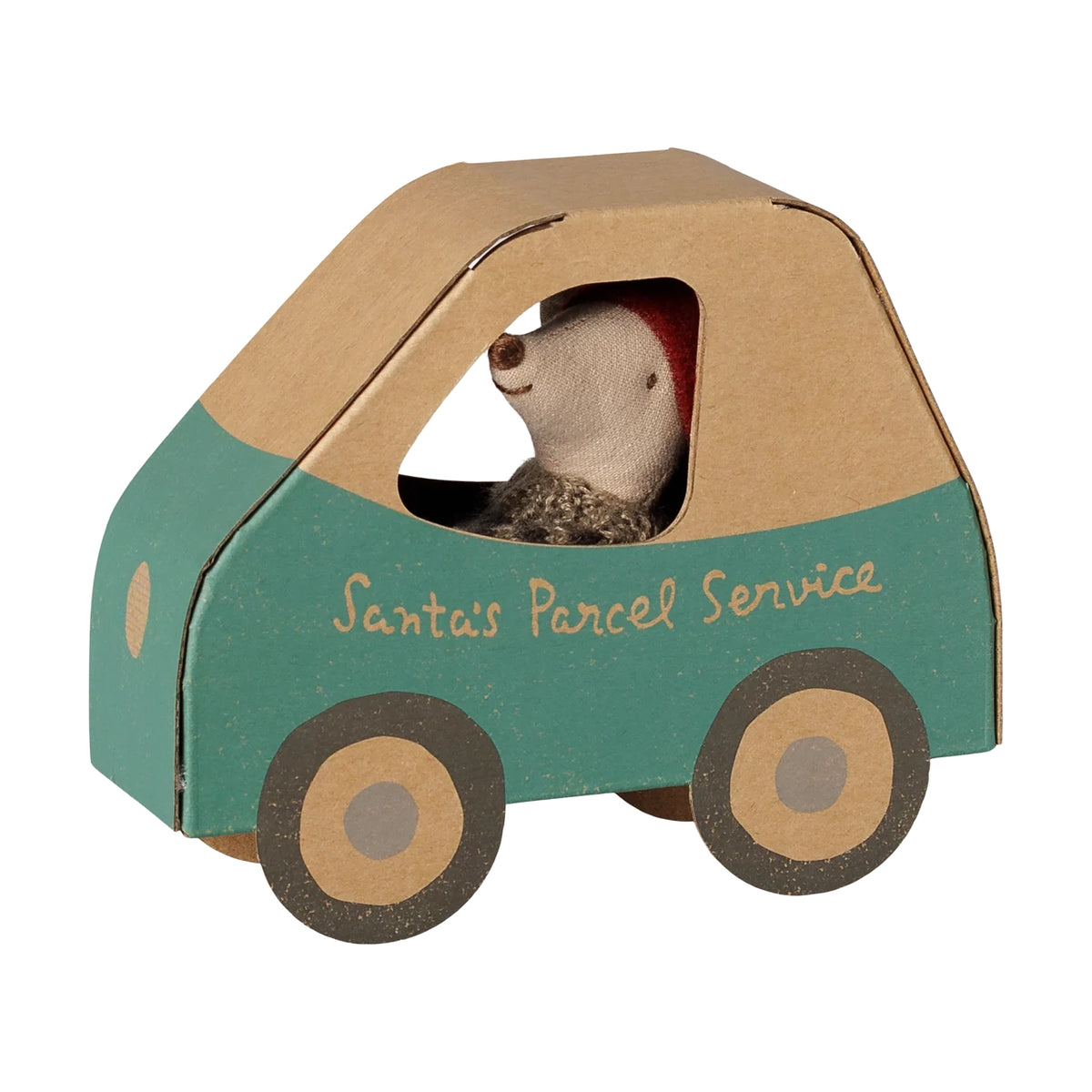 Weihnachtsmaus, kleine Bruder im Autokarton