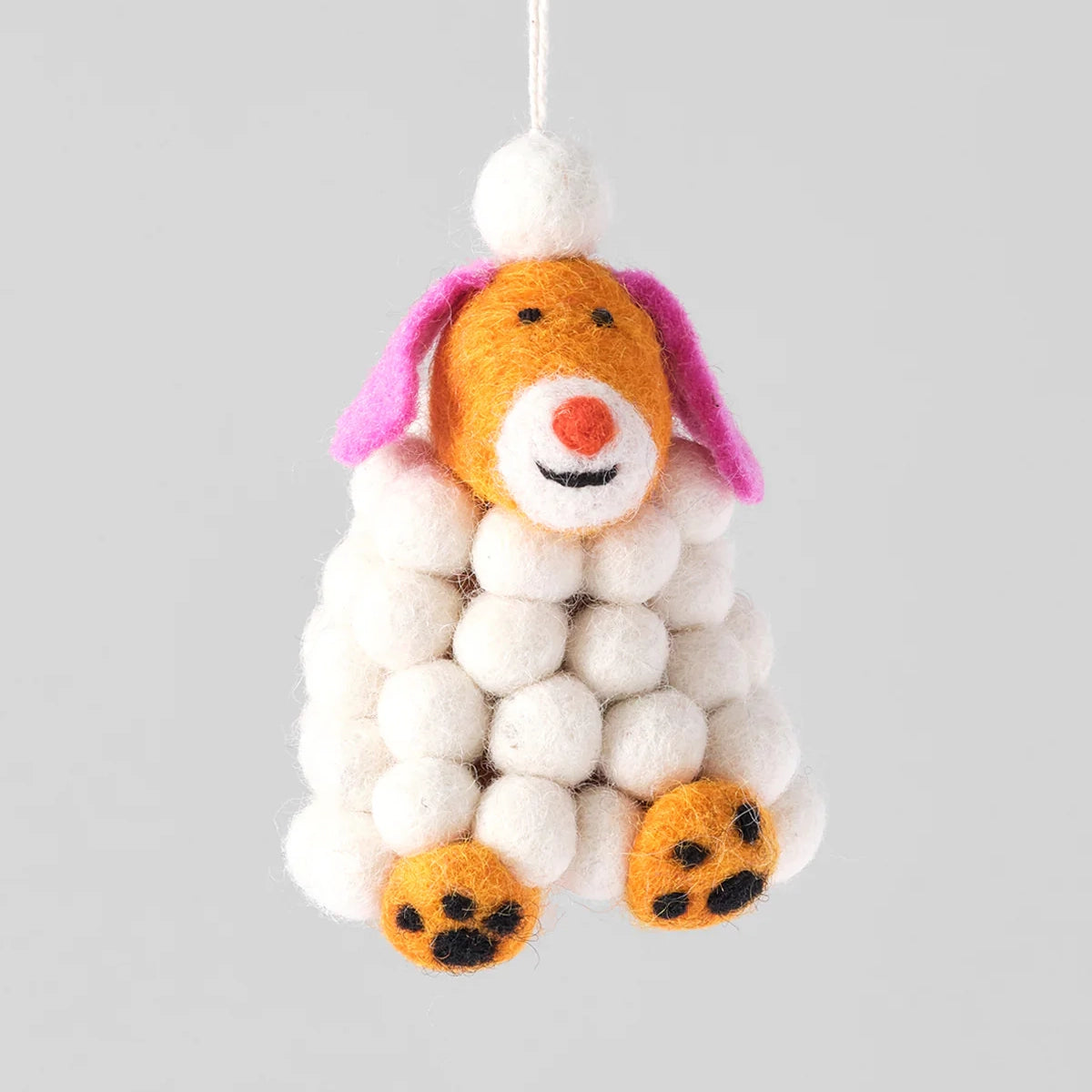 Minu, Snowball Dog Hanging Felt Ornament