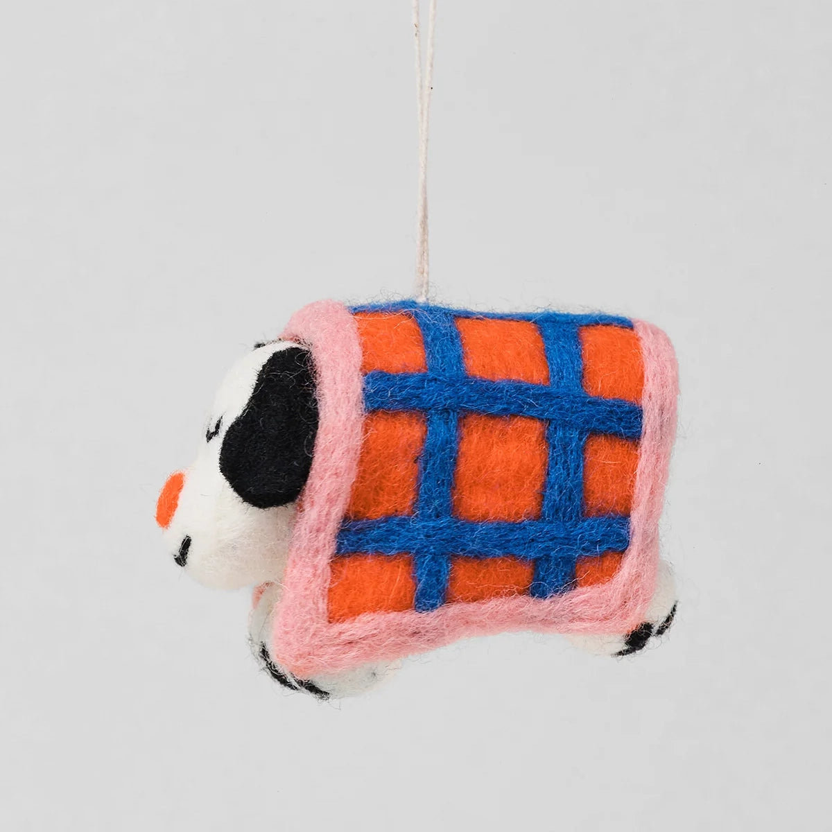 Mimi Dog Under Blanket Hanging Felt Ornament