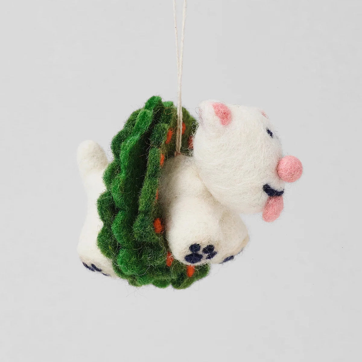 Spud Dog in Wreath Hanging Felt Ornament
