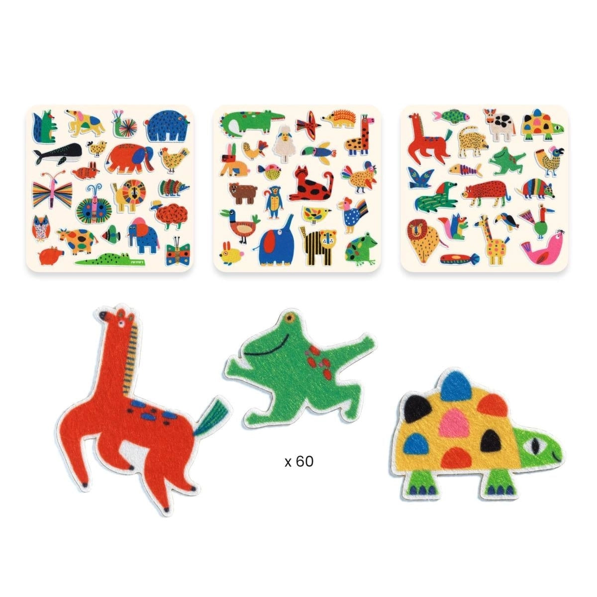 60 Filzsticker – Tiere überall