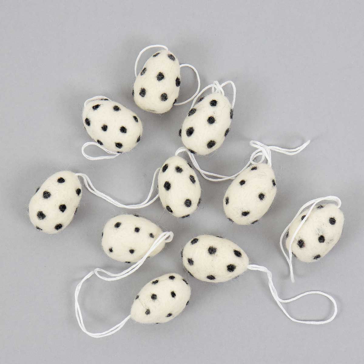 FELT EGGS Easter Polka Dot ornament 10 pieces