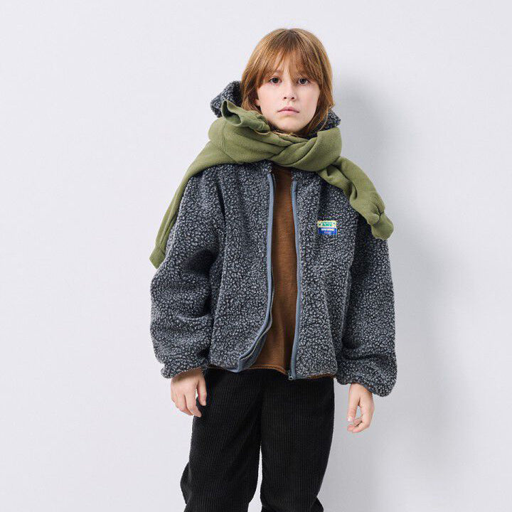 KID'S JACKET HOKTOWN WITH HOOD - MELANGE CHARCOAL