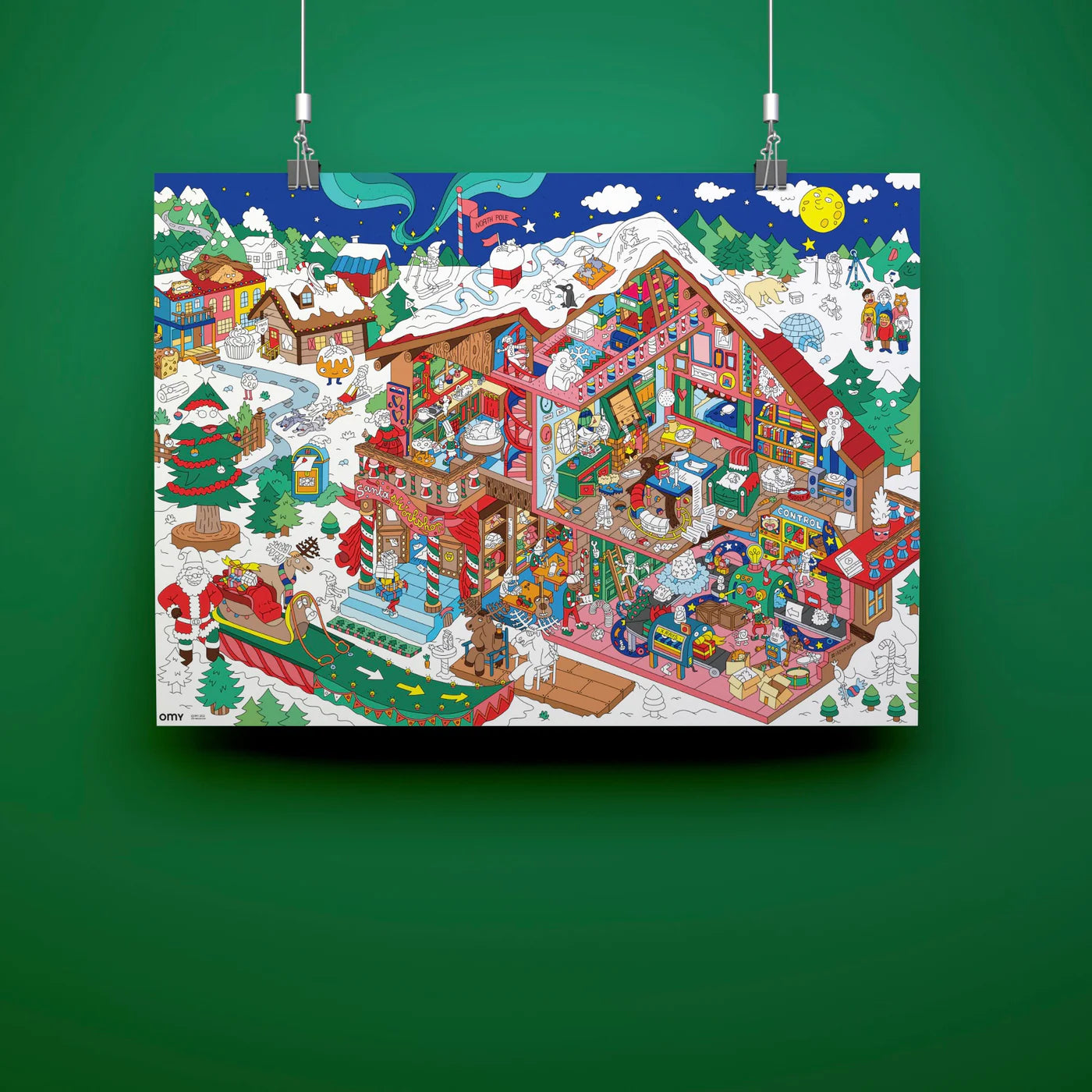Santa's Workshop Poster&Sticker- Giant Seek & Find