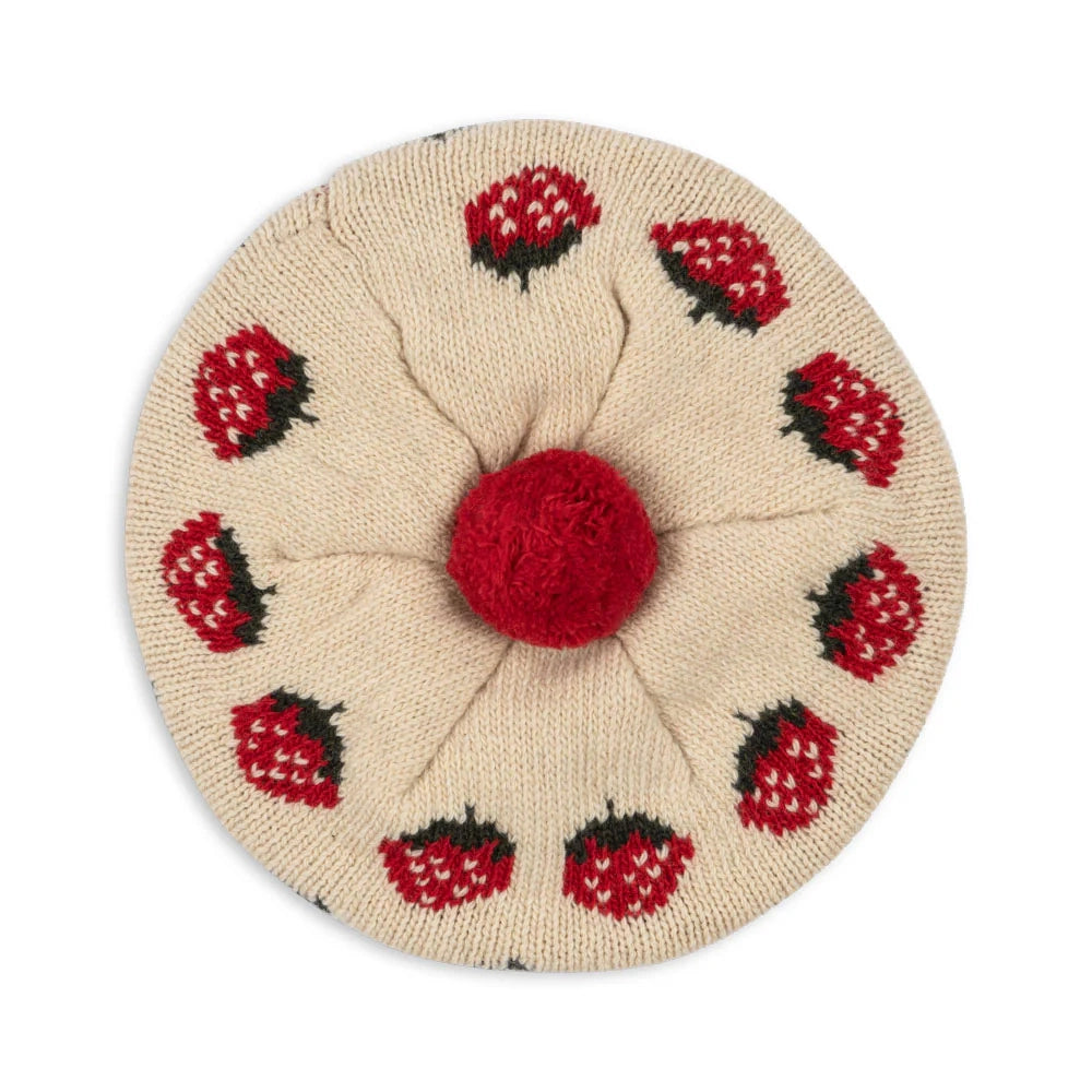 BELOU KNIT BERET - STRAWBERRY