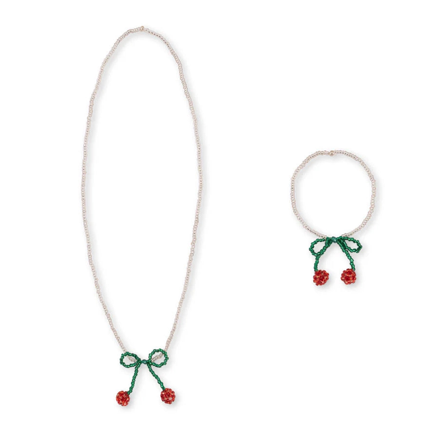PEARLY NECKLACE & BRACELET SET - Cherry