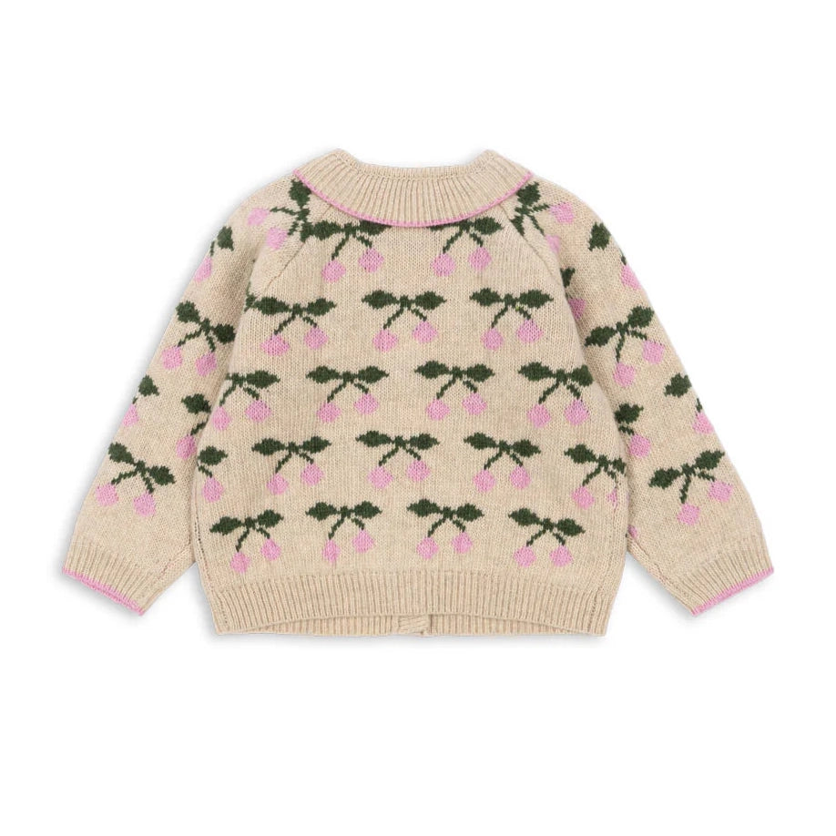 BELOU KNIT COLLAR CARDIGAN - CHERRY