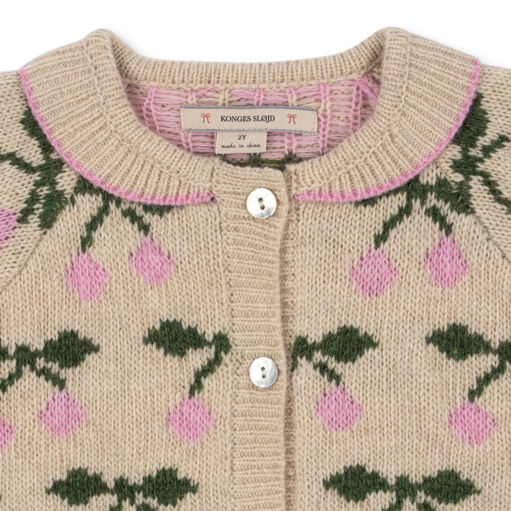 BELOU KNIT COLLAR CARDIGAN - CHERRY