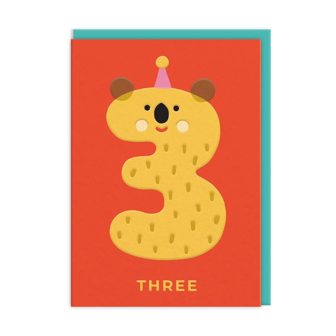 Age 3 Koala Birthday Card