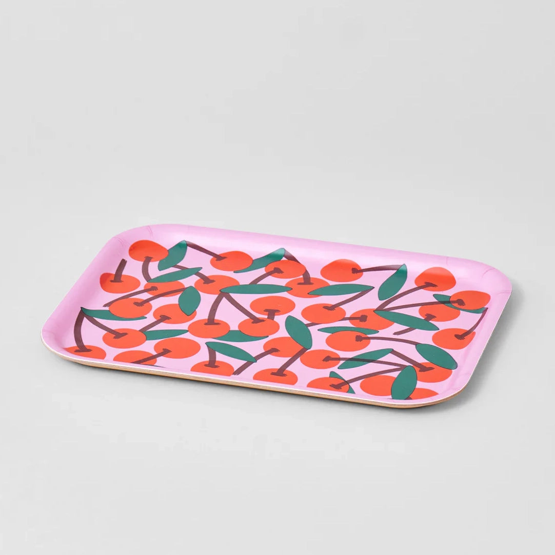 Pink Cherries Mini Rectangle Tray
