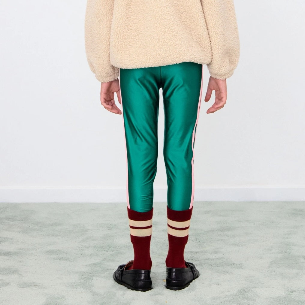 TINY LOGO SHINY LEGGINGS - GREEN