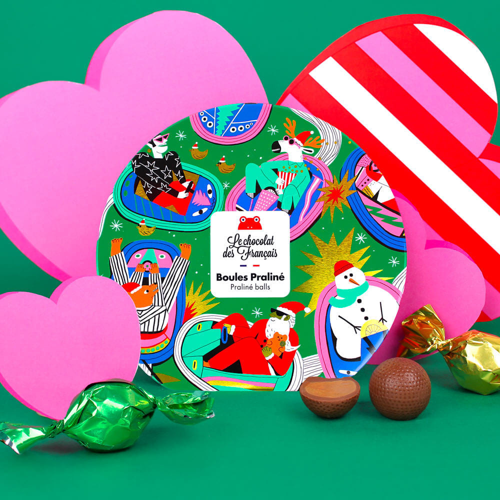 Christmas Metal box with organic praline treats