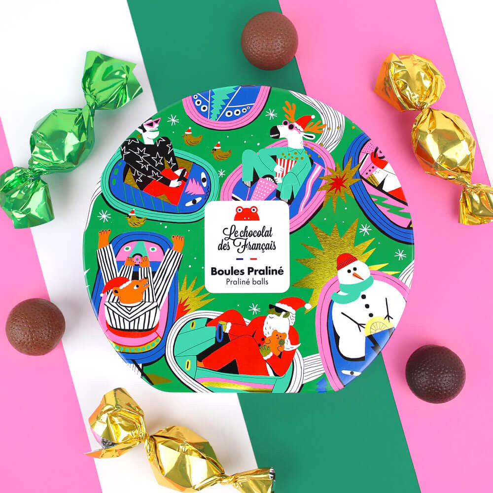 Christmas Metal box with organic praline treats