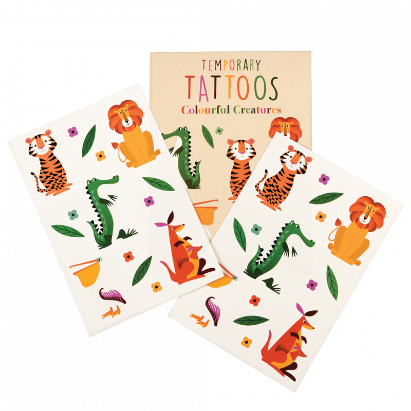 Colourful Creatures Temporary Tattoos (2 Sheets)