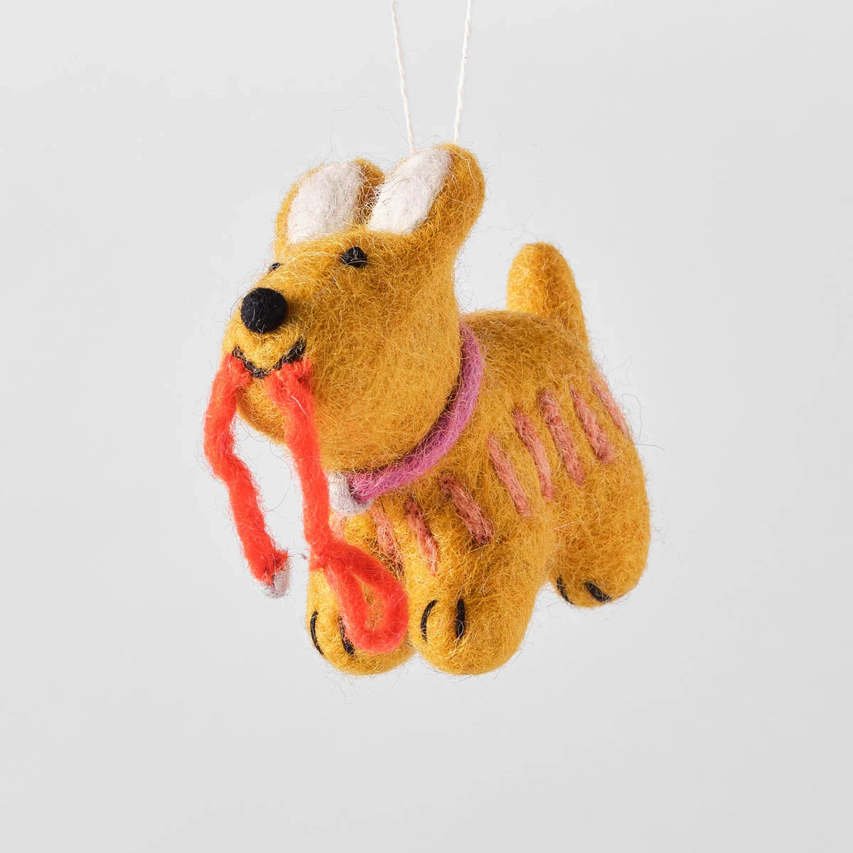 Ginger, Dog with a Lead Hanging Felt Ornament
