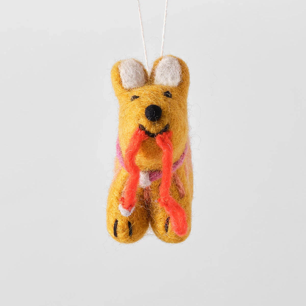 Ginger, Dog with a Lead Hanging Felt Ornament